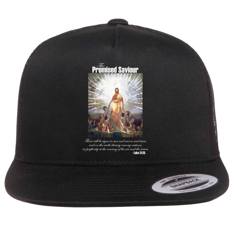 The Promised Saviour Luke Bible Quote Jesus Pray For Peace Flat Bill Trucker Hat