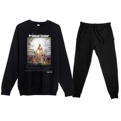 The Promised Saviour Luke Bible Quote Jesus Pray For Peace Premium Crewneck Sweatsuit Set