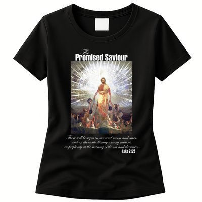 The Promised Saviour Luke Bible Quote Jesus Pray For Peace Womens T-Shirt