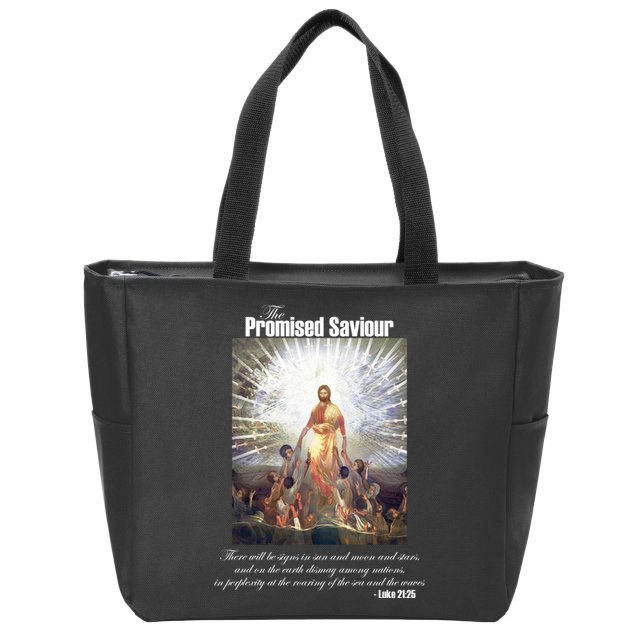 The Promised Saviour Luke Bible Quote Jesus Pray For Peace Zip Tote Bag