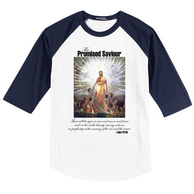 The Promised Saviour Luke Bible Quote Jesus Pray For Peace Baseball Sleeve Shirt