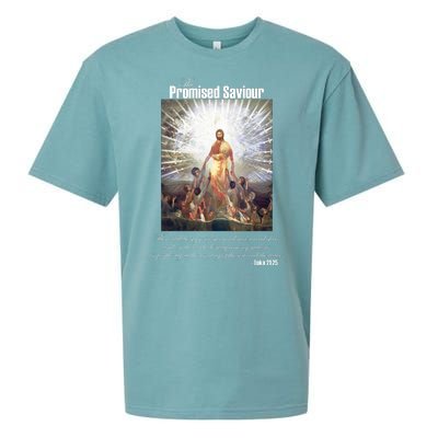 The Promised Saviour Luke Bible Quote Jesus Pray For Peace Sueded Cloud Jersey T-Shirt