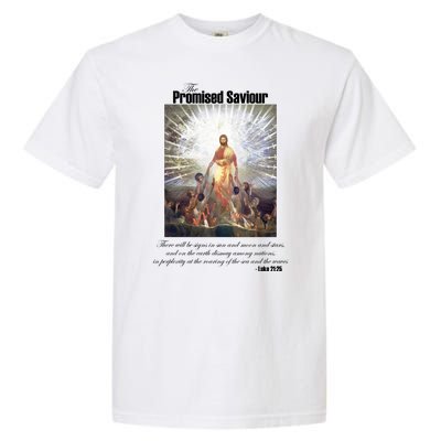 The Promised Saviour Luke Bible Quote Jesus Pray For Peace Garment-Dyed Heavyweight T-Shirt