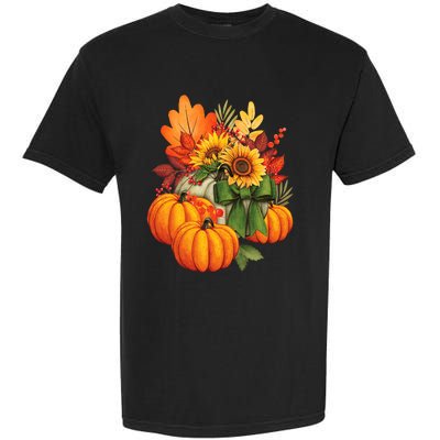 Thanksgiving Pumpkin Sunflower Fall Autumn Holiday Garment-Dyed Heavyweight T-Shirt