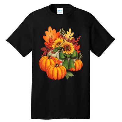 Thanksgiving Pumpkin Sunflower Fall Autumn Holiday Tall T-Shirt