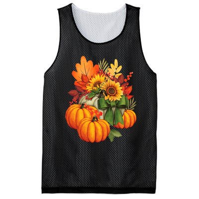 Thanksgiving Pumpkin Sunflower Fall Autumn Holiday Mesh Reversible Basketball Jersey Tank