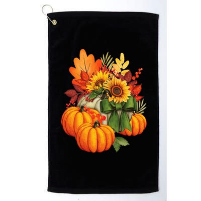 Thanksgiving Pumpkin Sunflower Fall Autumn Holiday Platinum Collection Golf Towel