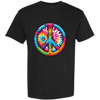 Tiedye Peace Sign Hippie Garment-Dyed Heavyweight T-Shirt