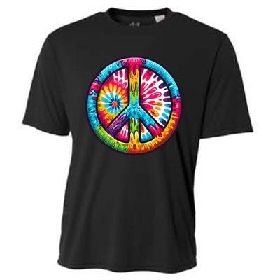 Tiedye Peace Sign Hippie Cooling Performance Crew T-Shirt