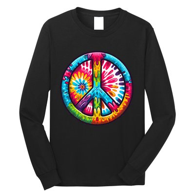 Tiedye Peace Sign Hippie Long Sleeve Shirt