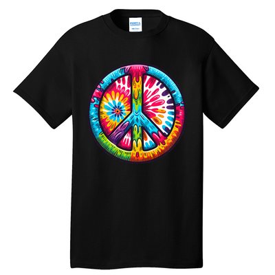 Tiedye Peace Sign Hippie Tall T-Shirt