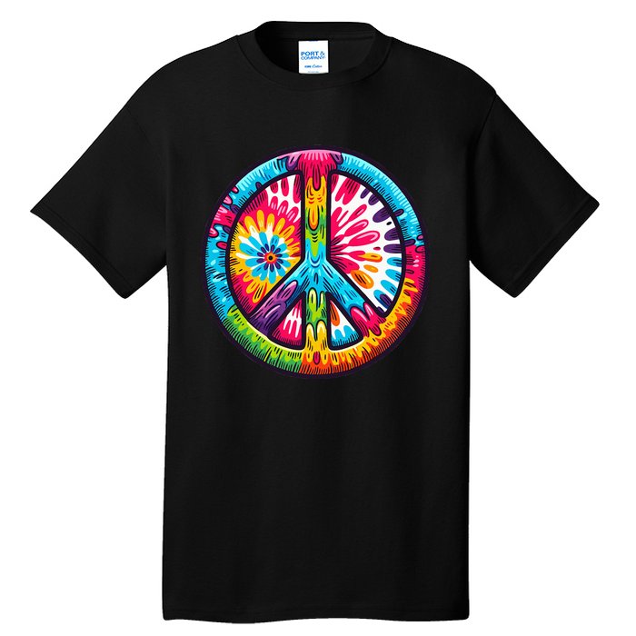 Tiedye Peace Sign Hippie Tall T-Shirt