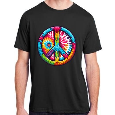 Tiedye Peace Sign Hippie Adult ChromaSoft Performance T-Shirt