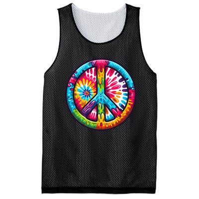 Tiedye Peace Sign Hippie Mesh Reversible Basketball Jersey Tank