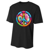 Tiedye Peace Sign Hippie Performance Sprint T-Shirt