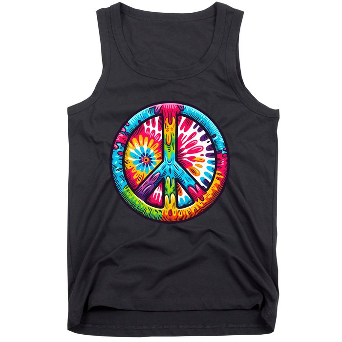 Tiedye Peace Sign Hippie Tank Top