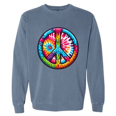 Tiedye Peace Sign Hippie Garment-Dyed Sweatshirt