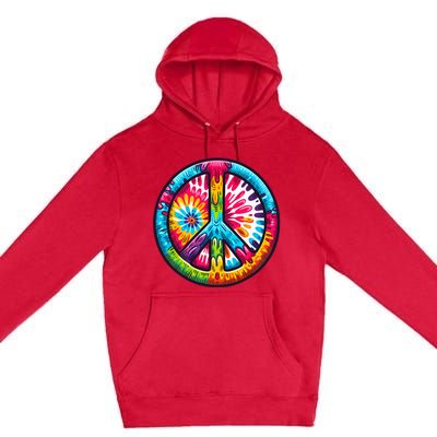 Tiedye Peace Sign Hippie Premium Pullover Hoodie