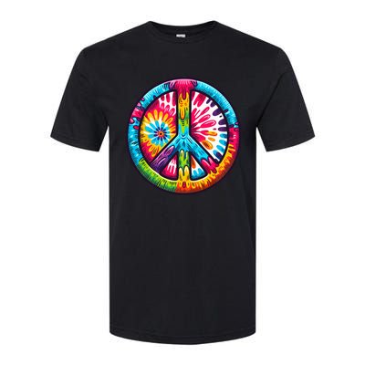 Tiedye Peace Sign Hippie Softstyle CVC T-Shirt