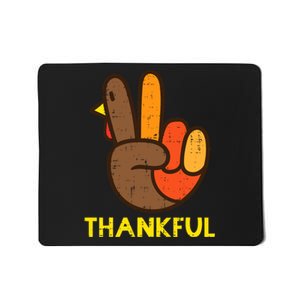 Thankful Peace Sign Turkey Funny Thanksgiving Mousepad