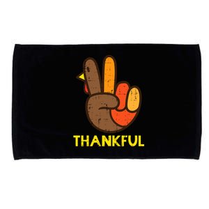 Thankful Peace Sign Turkey Funny Thanksgiving Microfiber Hand Towel