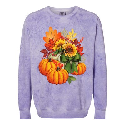 Thanksgiving Pumpkin Sunflower Fall Autumn Holiday Colorblast Crewneck Sweatshirt