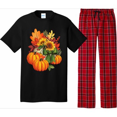 Thanksgiving Pumpkin Sunflower Fall Autumn Holiday Pajama Set