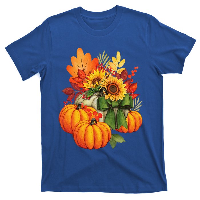 Thanksgiving Pumpkin Sunflower Fall Autumn Holiday T-Shirt