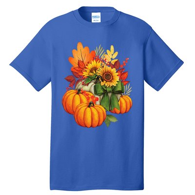 Thanksgiving Pumpkin Sunflower Fall Autumn Holiday Tall T-Shirt