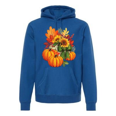 Thanksgiving Pumpkin Sunflower Fall Autumn Holiday Premium Hoodie