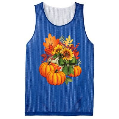 Thanksgiving Pumpkin Sunflower Fall Autumn Holiday Mesh Reversible Basketball Jersey Tank