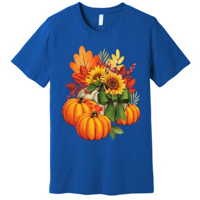 Thanksgiving Pumpkin Sunflower Fall Autumn Holiday Premium T-Shirt