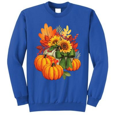 Thanksgiving Pumpkin Sunflower Fall Autumn Holiday Tall Sweatshirt