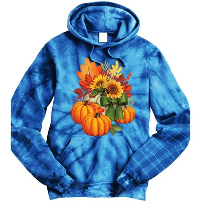 Thanksgiving Pumpkin Sunflower Fall Autumn Holiday Tie Dye Hoodie