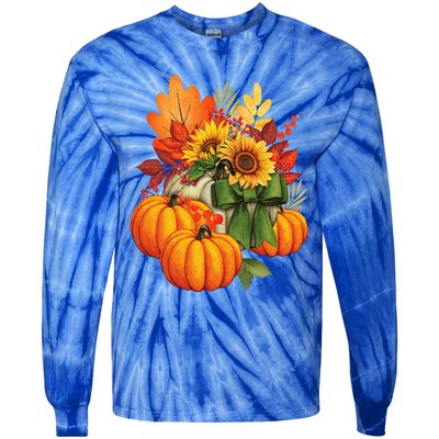 Thanksgiving Pumpkin Sunflower Fall Autumn Holiday Tie-Dye Long Sleeve Shirt