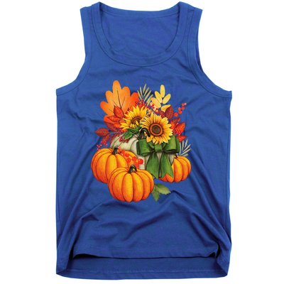 Thanksgiving Pumpkin Sunflower Fall Autumn Holiday Tank Top