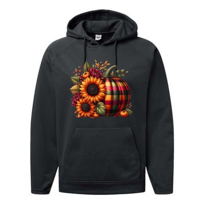 Thanksgiving Pumpkin Sunflower Fall Autumn Holiday Funny Performance Fleece Hoodie