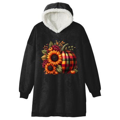 Thanksgiving Pumpkin Sunflower Fall Autumn Holiday Funny Hooded Wearable Blanket