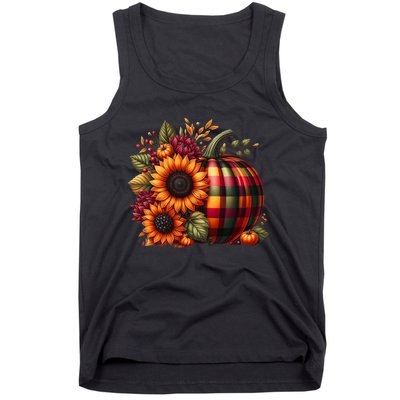 Thanksgiving Pumpkin Sunflower Fall Autumn Holiday Funny Tank Top