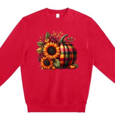 Thanksgiving Pumpkin Sunflower Fall Autumn Holiday Funny Premium Crewneck Sweatshirt