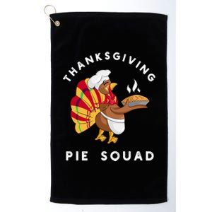 Thanksgiving Pie Squad Cartoon Turkey Holding Baked Goods Gift Platinum Collection Golf Towel