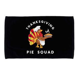 Thanksgiving Pie Squad Cartoon Turkey Holding Baked Goods Gift Microfiber Hand Towel