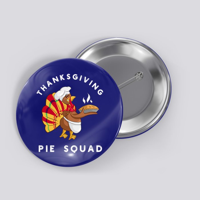 Thanksgiving Pie Squad Cartoon Turkey Holding Baked Goods Gift Button