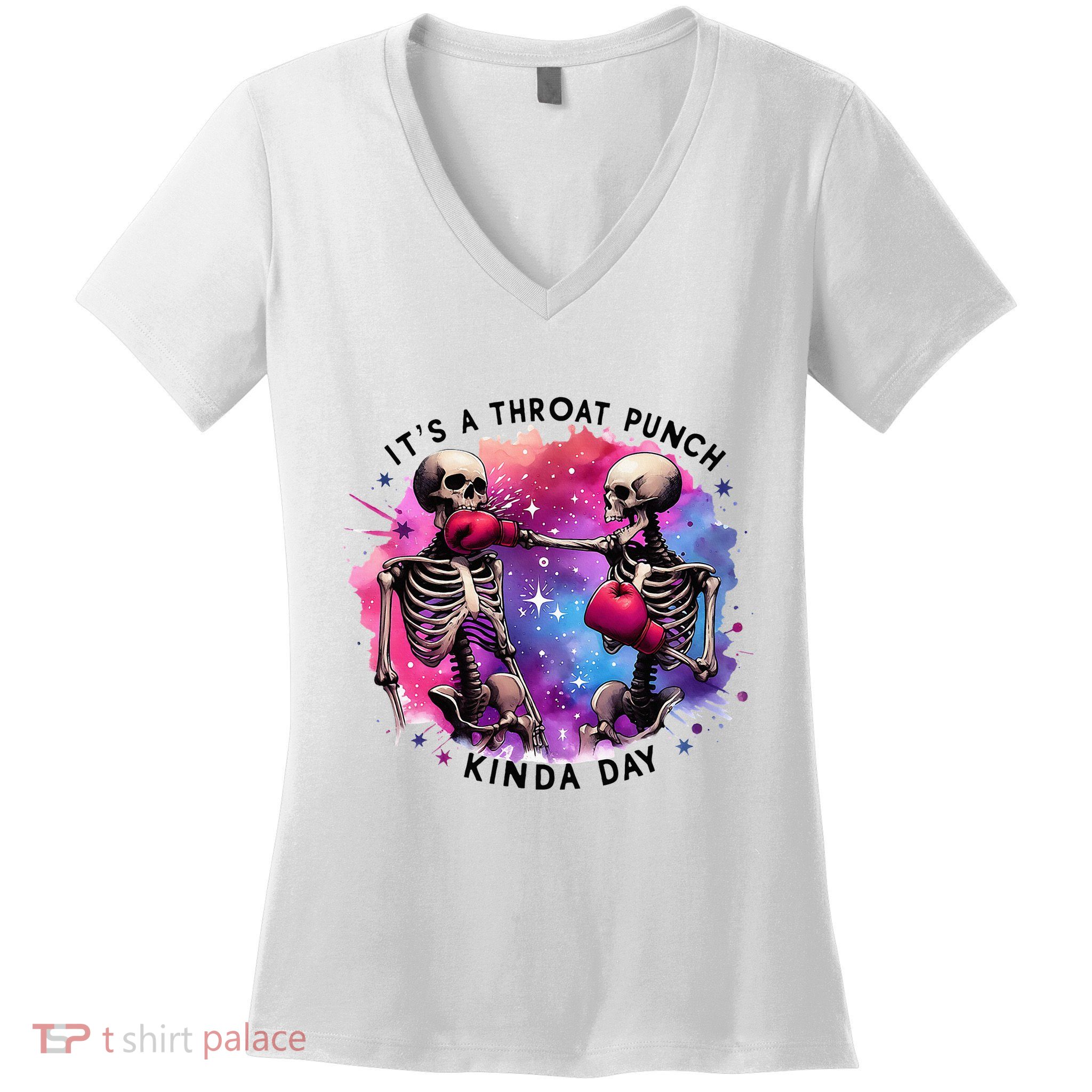 Throat Punch Skeletons Funny Boxing Day Women's V-Neck T-Shirt