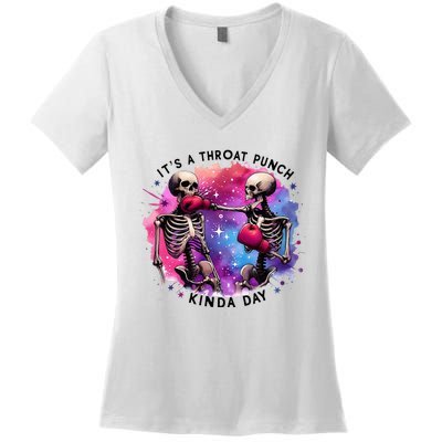 Throat Punch Skeletons Funny Boxing Day Women's V-Neck T-Shirt