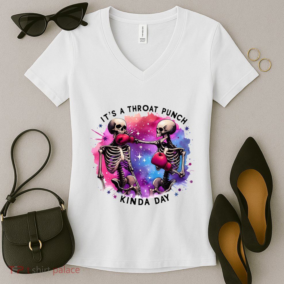 Throat Punch Skeletons Funny Boxing Day Women's V-Neck T-Shirt