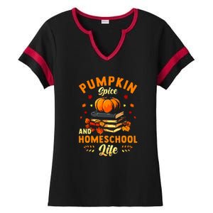 Thankgiving Pumpkin Spice And Homeschool Life For Autumn Gift Ladies Halftime Notch Neck Tee