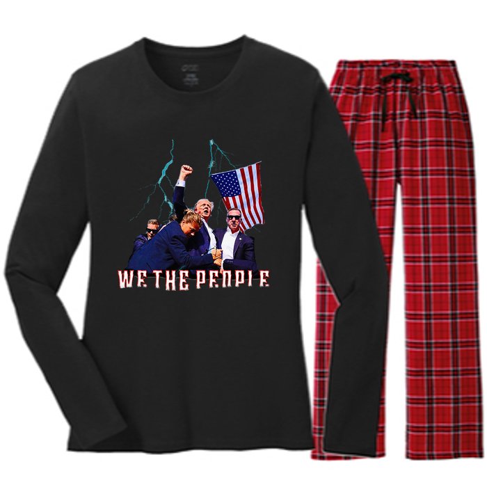 Trump Pennsylvania Shot Rally Attempted Ear July 13th Women's Long Sleeve Flannel Pajama Set 