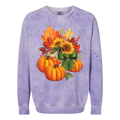 Thanksgiving Pumpkin Sunflower Fall Autumn Holiday Colorblast Crewneck Sweatshirt