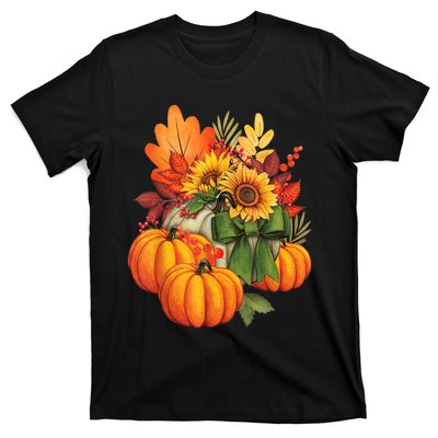 Thanksgiving Pumpkin Sunflower Fall Autumn Holiday T-Shirt